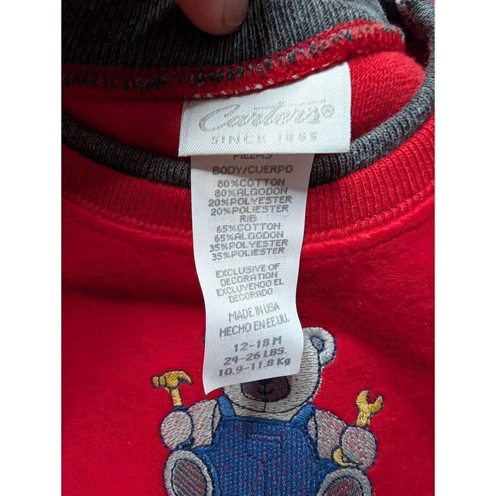 Vintage Carter’s Playwear “Fix It Bear” Sweatshirt | NOS w/ Tags | 12–18 Months